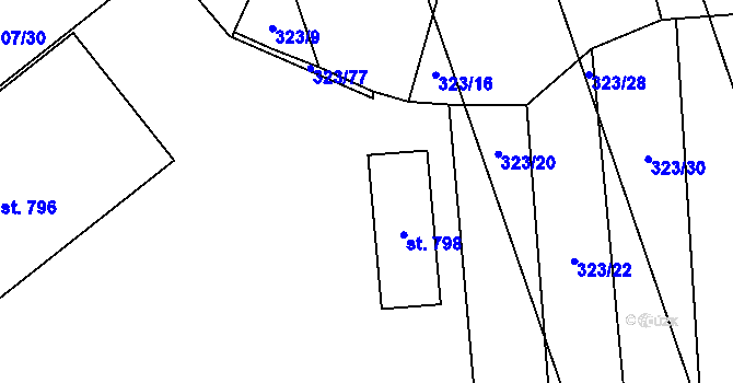 Parcela st. 323/14 v KÚ Louky nad Dřevnicí, Katastrální mapa