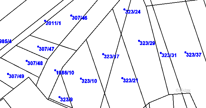 Parcela st. 323/17 v KÚ Louky nad Dřevnicí, Katastrální mapa