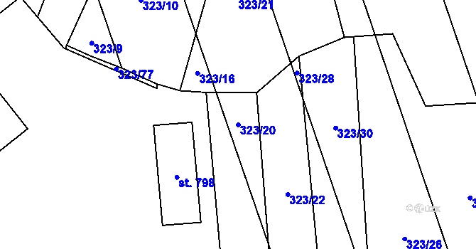 Parcela st. 323/20 v KÚ Louky nad Dřevnicí, Katastrální mapa
