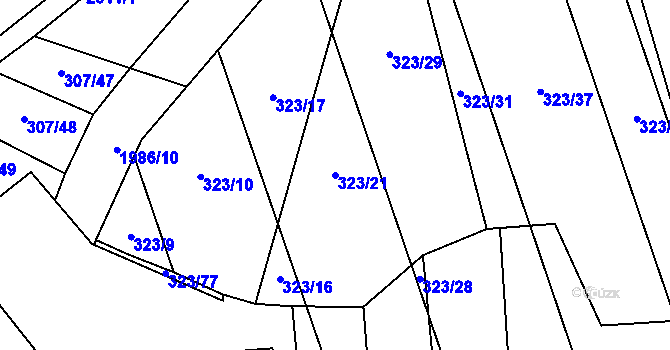 Parcela st. 323/21 v KÚ Louky nad Dřevnicí, Katastrální mapa