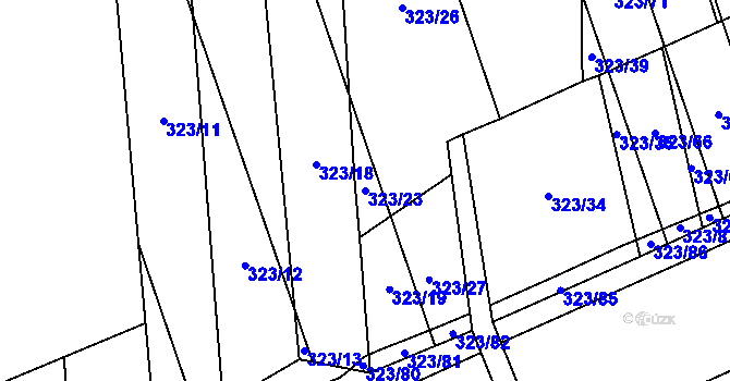 Parcela st. 323/23 v KÚ Louky nad Dřevnicí, Katastrální mapa
