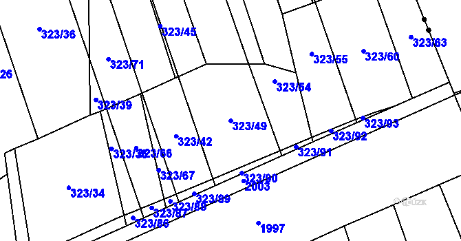 Parcela st. 323/49 v KÚ Louky nad Dřevnicí, Katastrální mapa