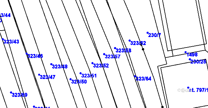 Parcela st. 323/57 v KÚ Louky nad Dřevnicí, Katastrální mapa