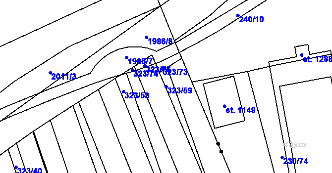 Parcela st. 323/59 v KÚ Louky nad Dřevnicí, Katastrální mapa