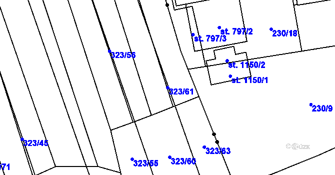 Parcela st. 323/61 v KÚ Louky nad Dřevnicí, Katastrální mapa