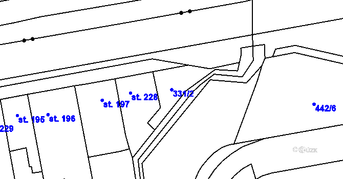Parcela st. 331/2 v KÚ Louky nad Dřevnicí, Katastrální mapa