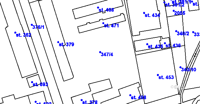 Parcela st. 347/4 v KÚ Louky nad Dřevnicí, Katastrální mapa