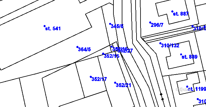 Parcela st. 352/15 v KÚ Louky nad Dřevnicí, Katastrální mapa