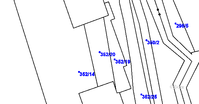Parcela st. 352/20 v KÚ Louky nad Dřevnicí, Katastrální mapa