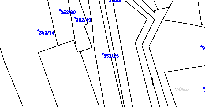 Parcela st. 352/25 v KÚ Louky nad Dřevnicí, Katastrální mapa