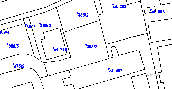 Parcela st. 353/2 v KÚ Louky nad Dřevnicí, Katastrální mapa