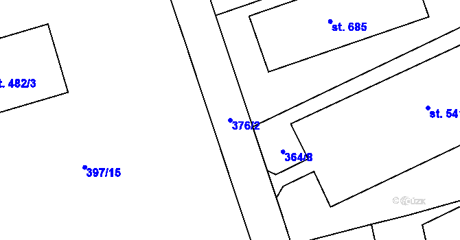 Parcela st. 376/2 v KÚ Louky nad Dřevnicí, Katastrální mapa