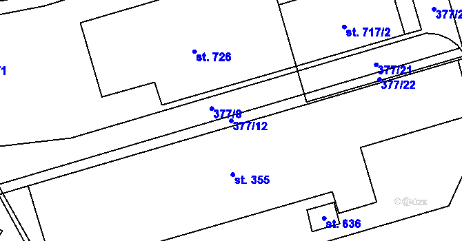 Parcela st. 377/12 v KÚ Louky nad Dřevnicí, Katastrální mapa
