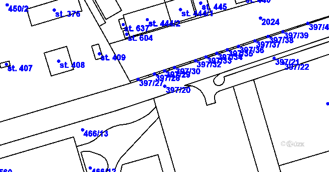 Parcela st. 397/20 v KÚ Louky nad Dřevnicí, Katastrální mapa