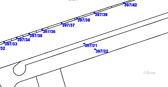 Parcela st. 397/21 v KÚ Louky nad Dřevnicí, Katastrální mapa