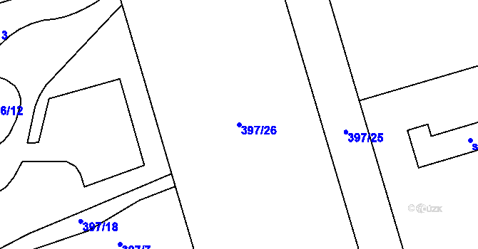 Parcela st. 397/26 v KÚ Louky nad Dřevnicí, Katastrální mapa