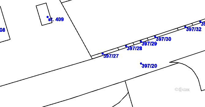 Parcela st. 397/27 v KÚ Louky nad Dřevnicí, Katastrální mapa