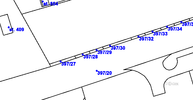 Parcela st. 397/29 v KÚ Louky nad Dřevnicí, Katastrální mapa