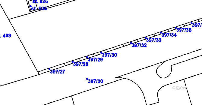 Parcela st. 397/30 v KÚ Louky nad Dřevnicí, Katastrální mapa
