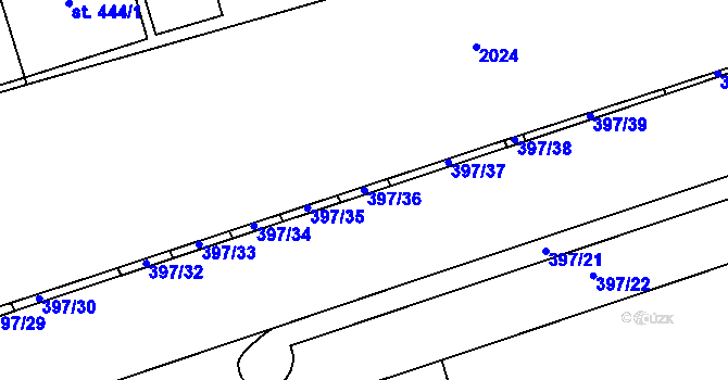 Parcela st. 397/36 v KÚ Louky nad Dřevnicí, Katastrální mapa