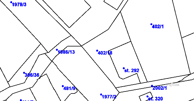 Parcela st. 402/18 v KÚ Louky nad Dřevnicí, Katastrální mapa