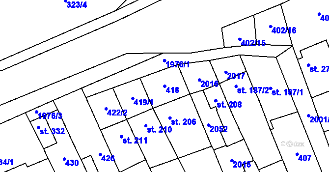 Parcela st. 418 v KÚ Louky nad Dřevnicí, Katastrální mapa