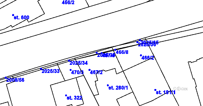 Parcela st. 467/5 v KÚ Louky nad Dřevnicí, Katastrální mapa