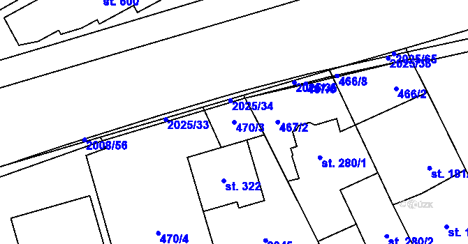 Parcela st. 470/3 v KÚ Louky nad Dřevnicí, Katastrální mapa