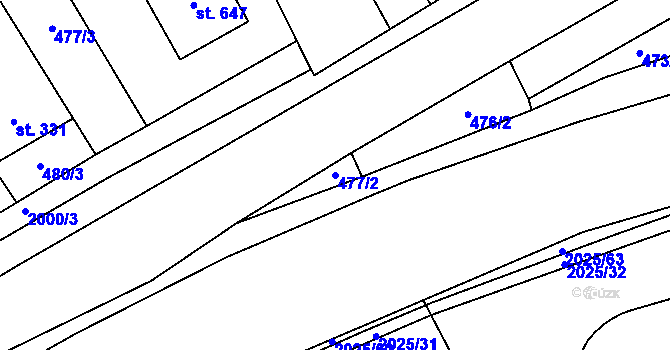 Parcela st. 477/2 v KÚ Louky nad Dřevnicí, Katastrální mapa
