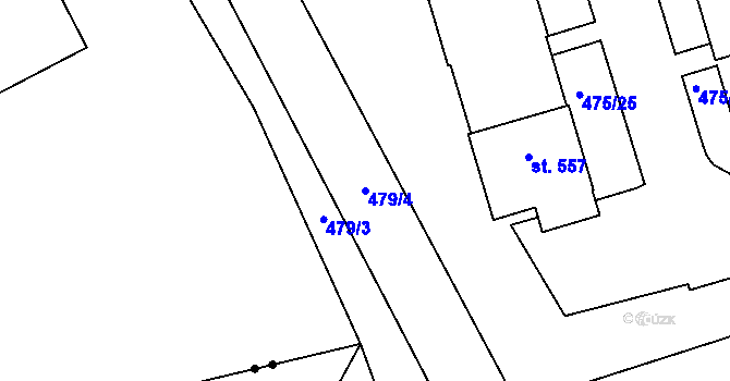 Parcela st. 479/4 v KÚ Louky nad Dřevnicí, Katastrální mapa
