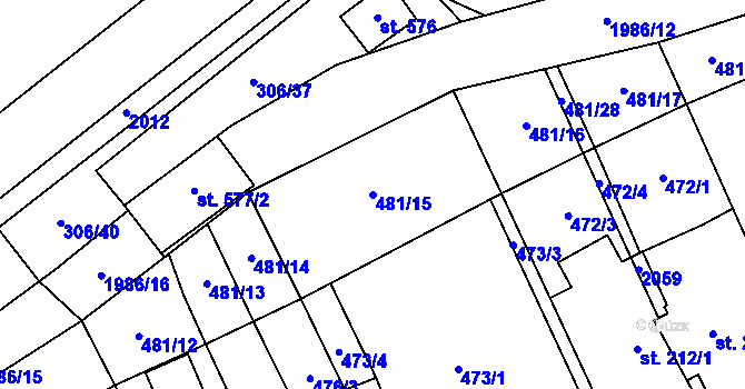 Parcela st. 481/15 v KÚ Louky nad Dřevnicí, Katastrální mapa