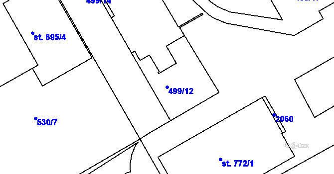 Parcela st. 499/12 v KÚ Louky nad Dřevnicí, Katastrální mapa