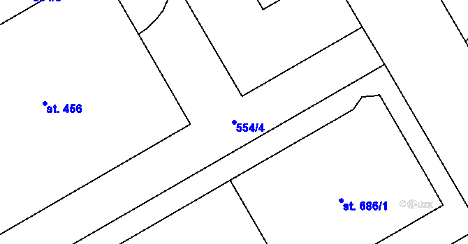 Parcela st. 554/4 v KÚ Louky nad Dřevnicí, Katastrální mapa
