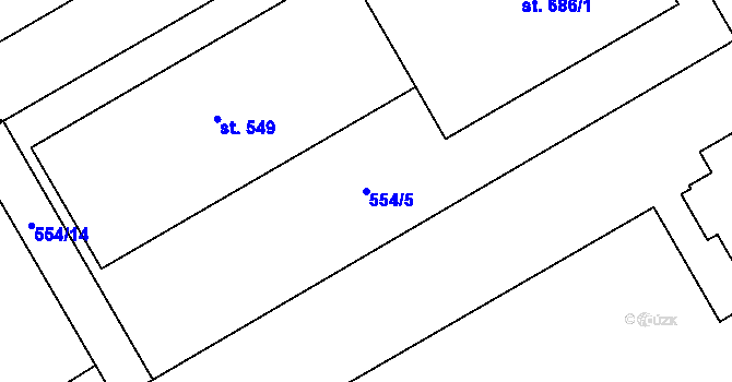 Parcela st. 554/5 v KÚ Louky nad Dřevnicí, Katastrální mapa