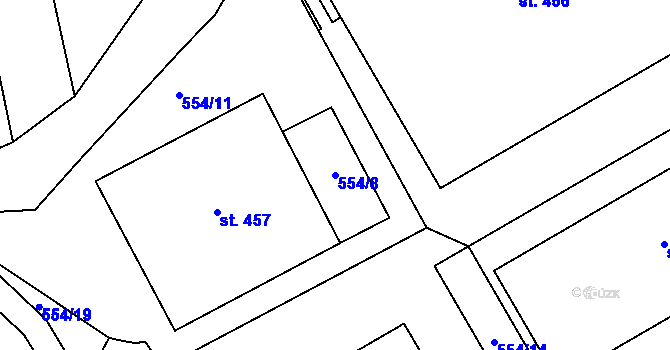 Parcela st. 554/8 v KÚ Louky nad Dřevnicí, Katastrální mapa