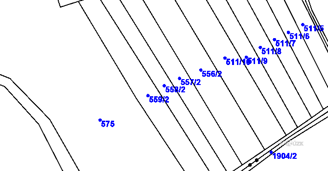 Parcela st. 558/2 v KÚ Louky nad Dřevnicí, Katastrální mapa