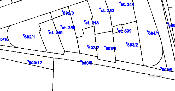 Parcela st. 602/2 v KÚ Louky nad Dřevnicí, Katastrální mapa