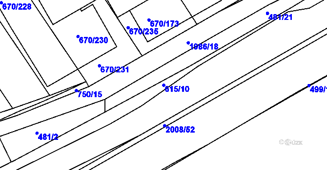 Parcela st. 615/10 v KÚ Louky nad Dřevnicí, Katastrální mapa