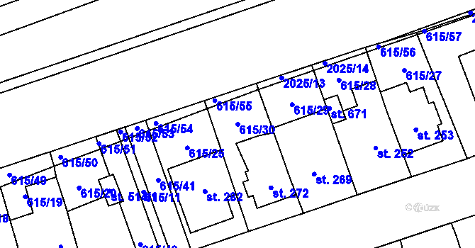 Parcela st. 615/30 v KÚ Louky nad Dřevnicí, Katastrální mapa