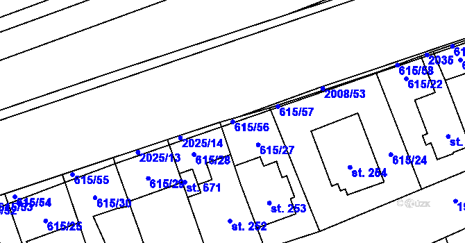Parcela st. 615/56 v KÚ Louky nad Dřevnicí, Katastrální mapa