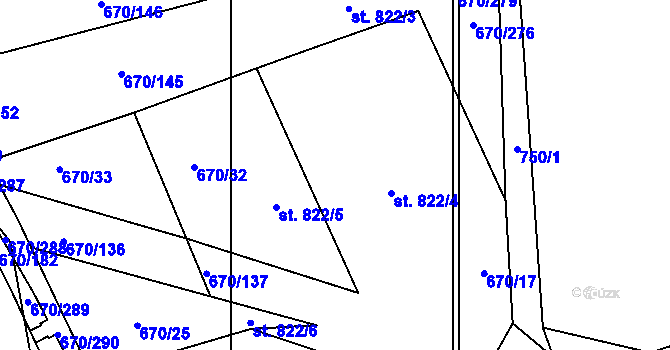 Parcela st. 670/31 v KÚ Louky nad Dřevnicí, Katastrální mapa