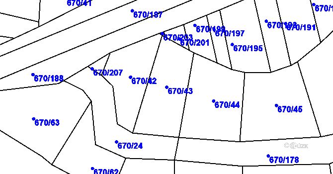 Parcela st. 670/43 v KÚ Louky nad Dřevnicí, Katastrální mapa