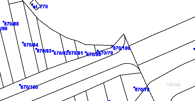 Parcela st. 670/79 v KÚ Louky nad Dřevnicí, Katastrální mapa