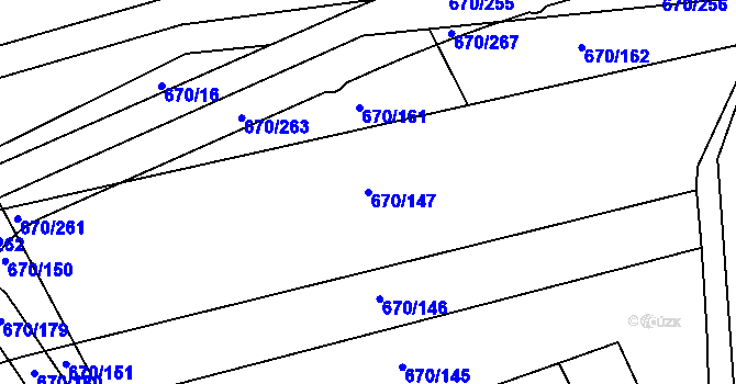Parcela st. 670/147 v KÚ Louky nad Dřevnicí, Katastrální mapa