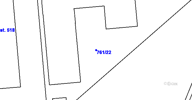 Parcela st. 761/22 v KÚ Louky nad Dřevnicí, Katastrální mapa