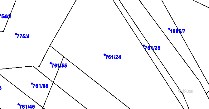 Parcela st. 761/24 v KÚ Louky nad Dřevnicí, Katastrální mapa