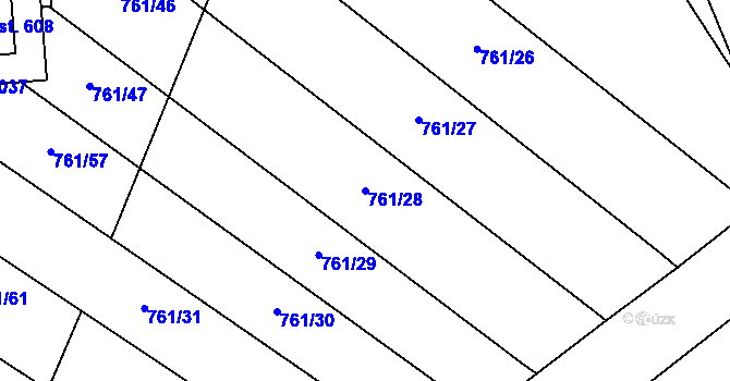 Parcela st. 761/28 v KÚ Louky nad Dřevnicí, Katastrální mapa