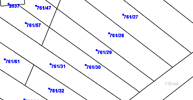 Parcela st. 761/29 v KÚ Louky nad Dřevnicí, Katastrální mapa