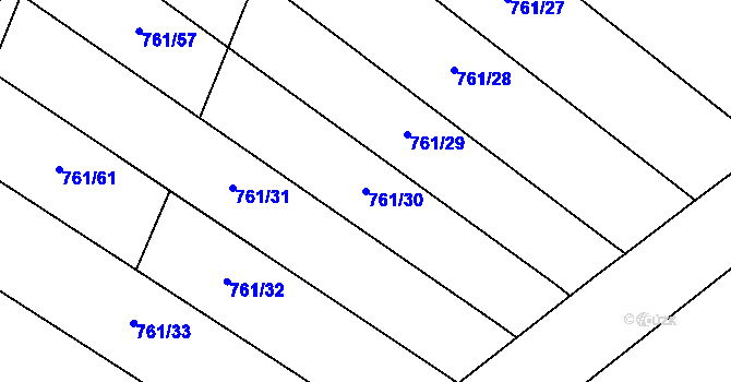 Parcela st. 761/30 v KÚ Louky nad Dřevnicí, Katastrální mapa