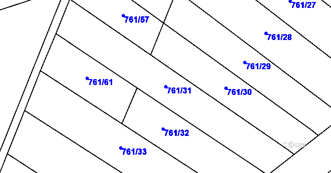Parcela st. 761/31 v KÚ Louky nad Dřevnicí, Katastrální mapa